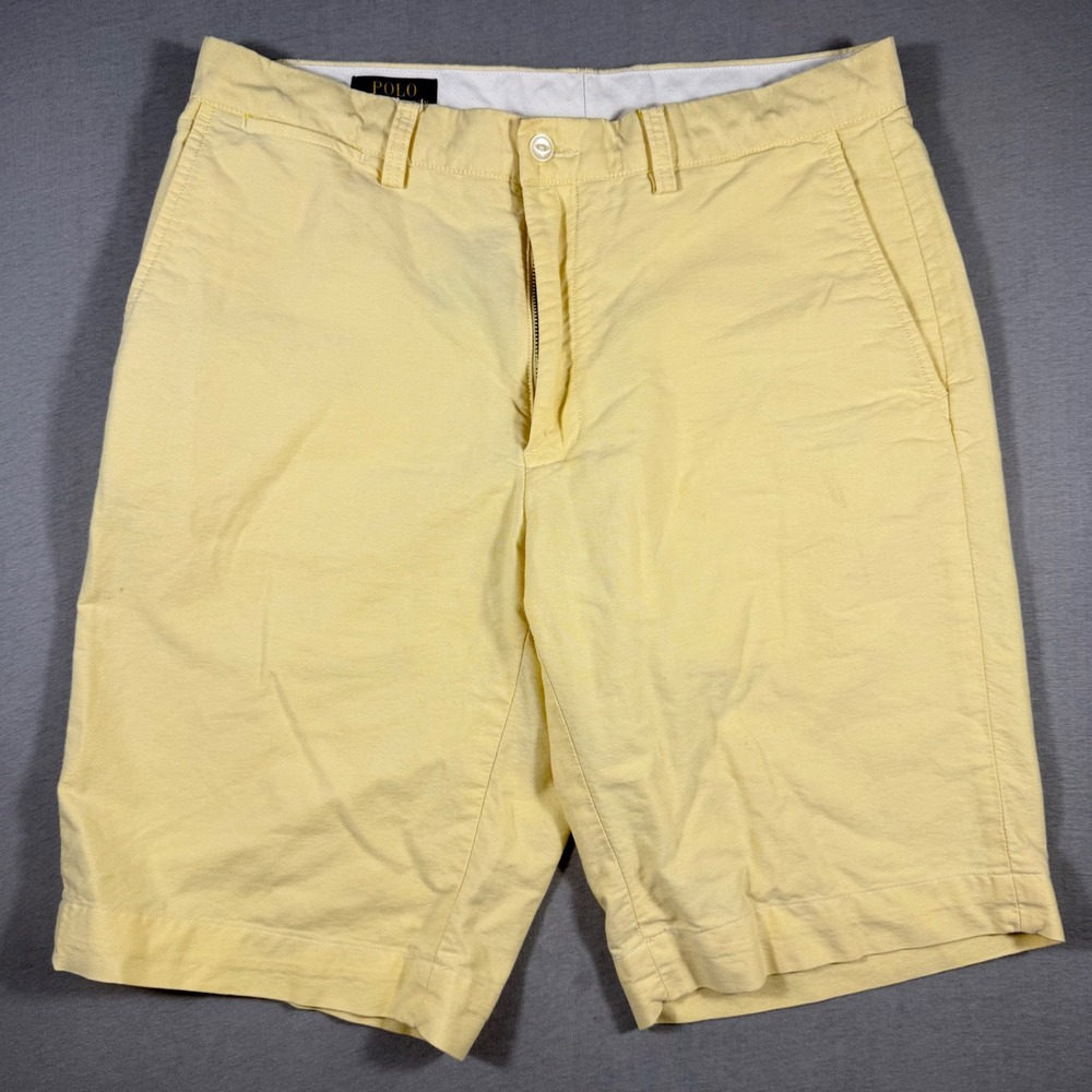 Polo Ralph Lauren Mens Yellow Chino Shorts Size 32 Cotton Flat Front Casual Golf